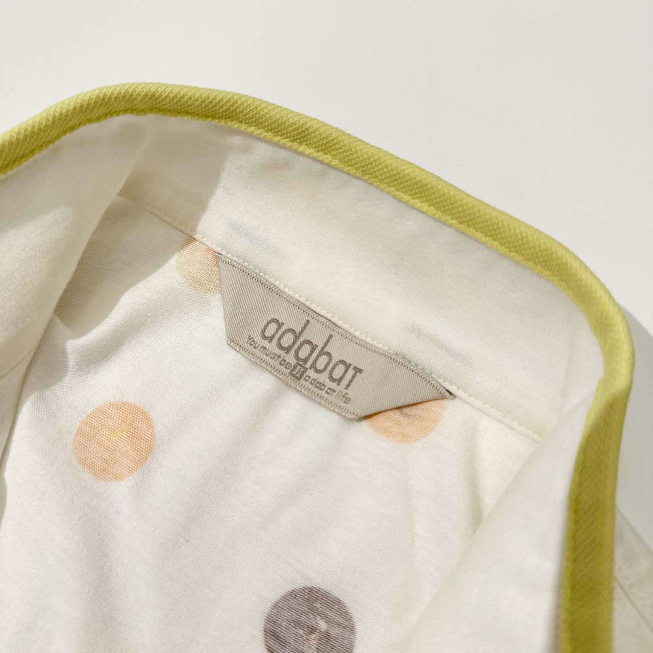 adabat アダバット 総柄 ハーフジップ 七分袖 シャツ 天竺コットン サイズ 2 /レディース/ゴルフ/ワールド/日本製