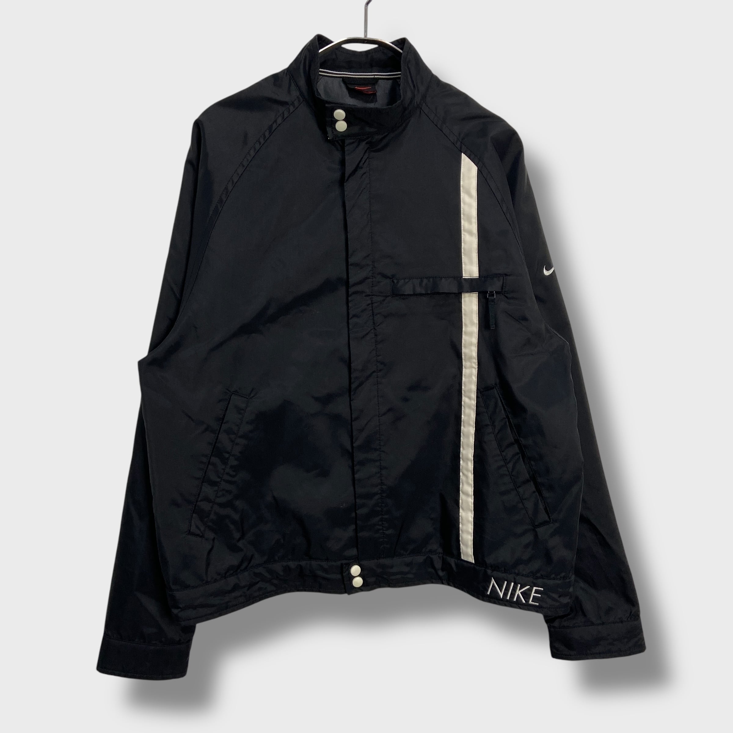 90s 短丈　ナイキ　nike ナイロンジャケット　黒 90s ナイキ ナイロンジャケット 短丈 黒 S-M相当 スウォッシュロゴ