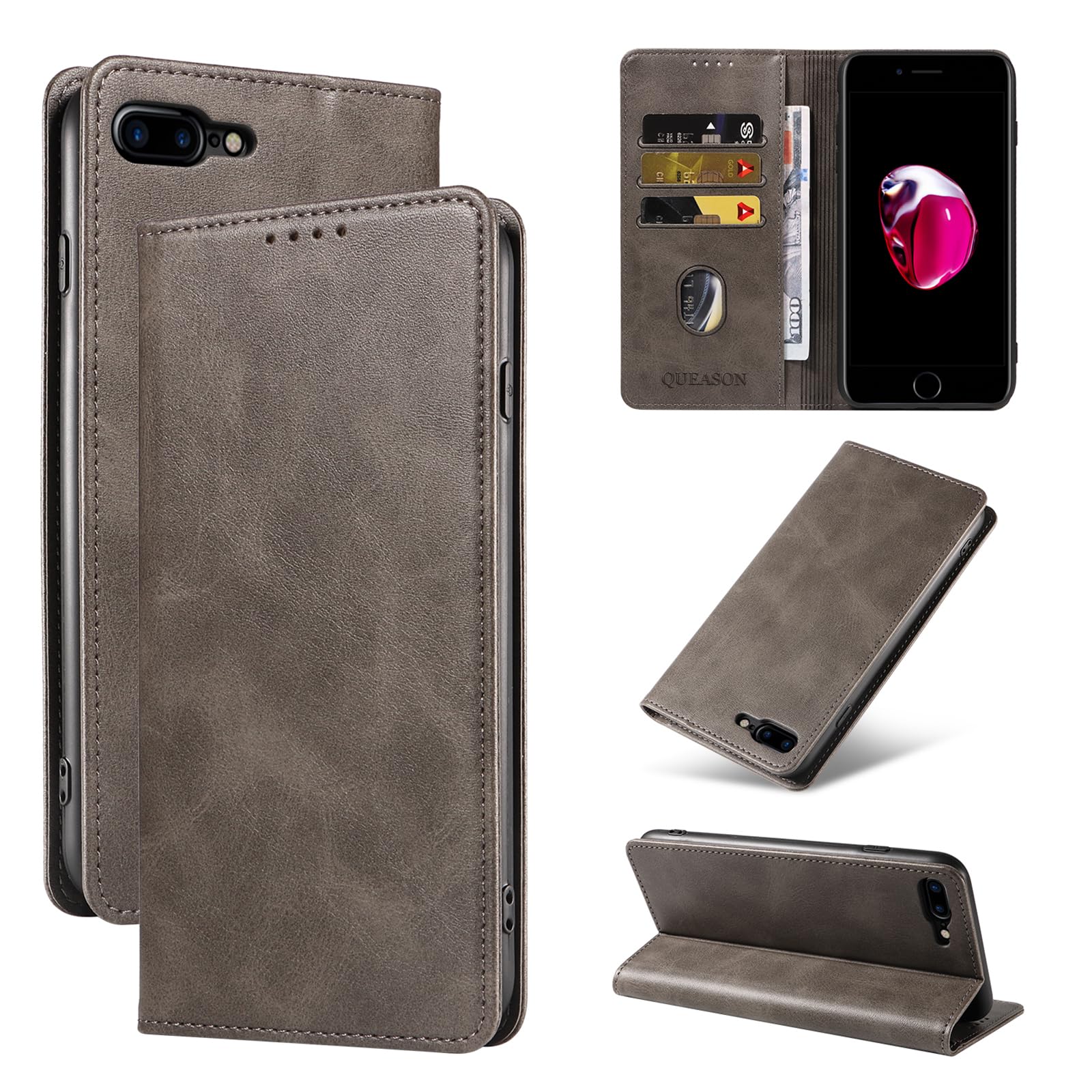 QUEASON 互換品 スマホケース【iPhone 7Plus/8Plus 通用手帳ケース