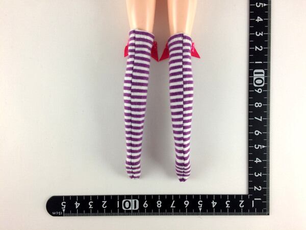 ドールアクセサリ 1/6 女性用 靴下 ストッキング 白紫縞 BS228 - 画像2