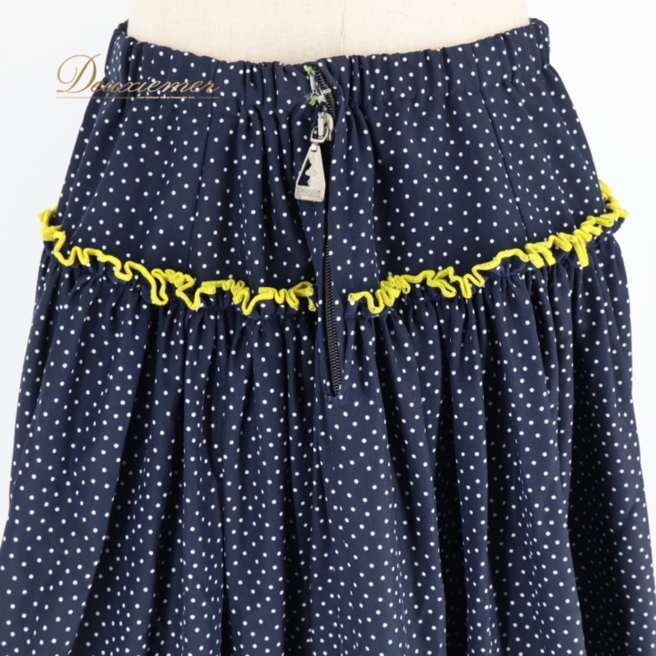 フラメンコ 衣装 ファルダ スカート 黄色 ドット 水玉 紺色 ルーニー RONEY ネイビー系 イエロー系 フラメンコスカート スカート 可愛い レトロ ファルダ レディース おしゃれ パーティ ダンス衣装 イベント用 紺色スカート 水玉模様