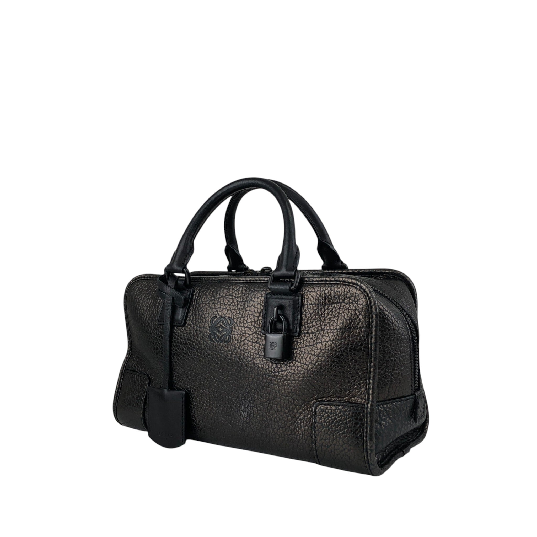 ロエベ　LOEWE ミニボストンバッグ　ブラック　アナグラムロゴ　レザー　黒 LOEWE ロエベ ハンドバッグ ブラック アナグラム レザー アマソナ ミニ