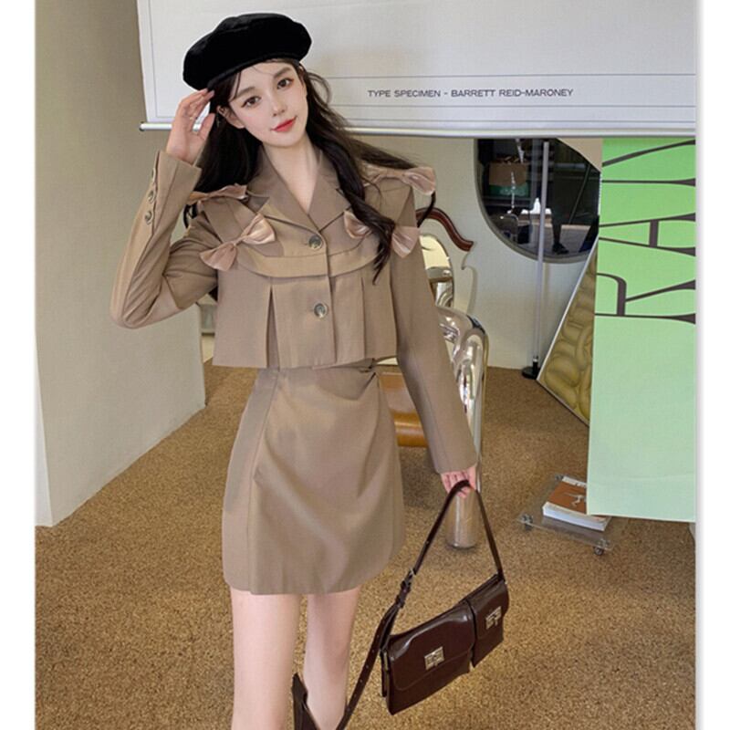 ジャケット オータムハイウェストAラインスカート スタイル ロング リボン 秋物 ガールズファッション68250606518