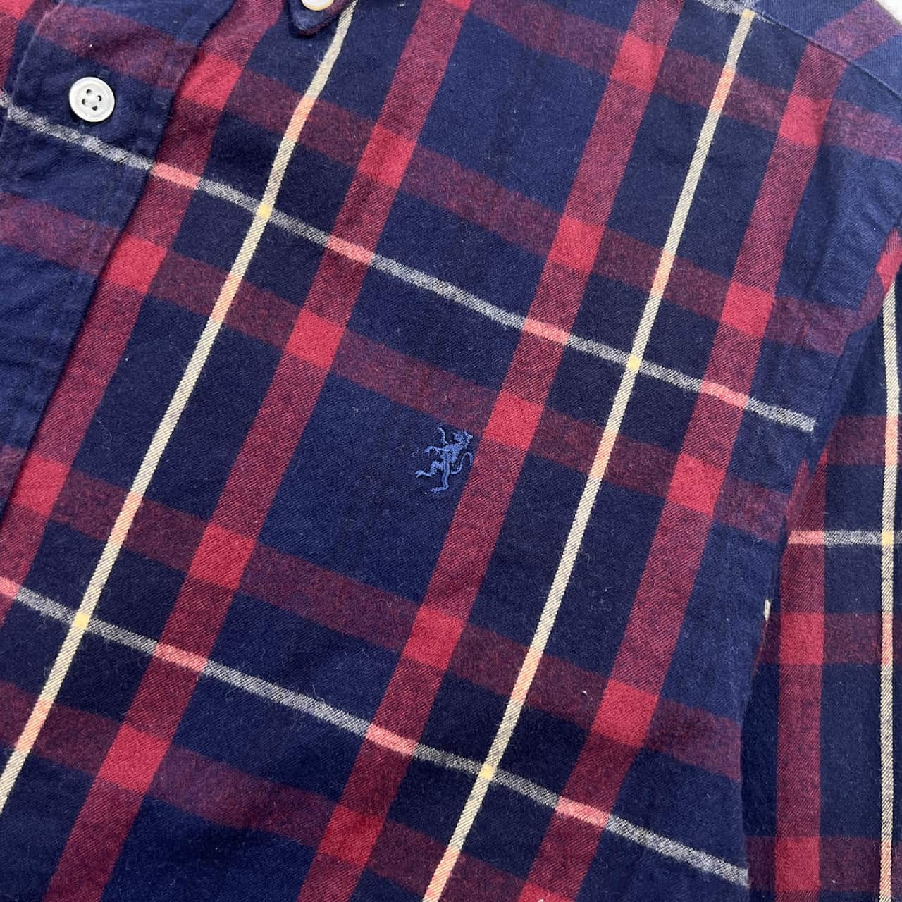 Gymphlex ジムフレックス チェック BD 長袖 ネルシャツ L/レッド×ネイビー メンズ