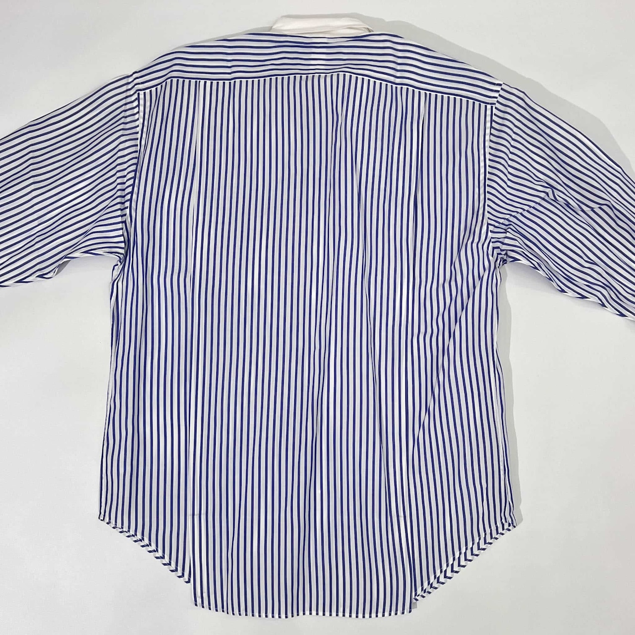 90s Ralph Lauren ラルフローレン ストライプ BD ボタンダウン 長袖 クレリックシャツ 11/ブルー系 レディース ビンテージ