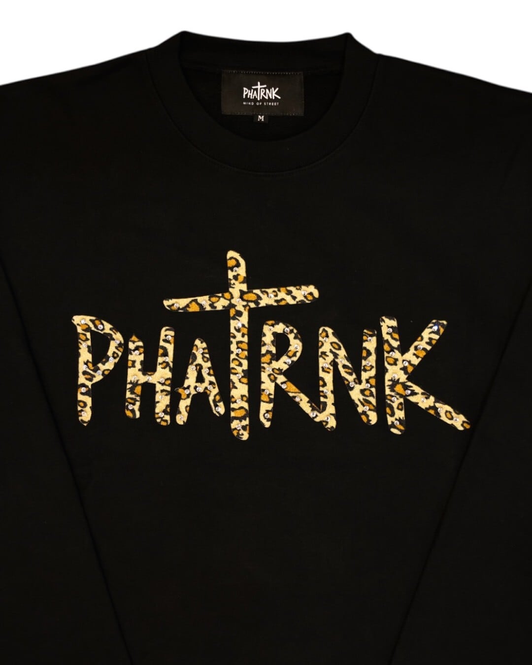 PHATRNK LEOPARD RHINESTONE PILE SWEAT SHIRT | PHATRNK OFFICIAL
