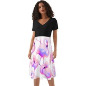 Women's Black Top Ruffle Summer Dress Neon 4706