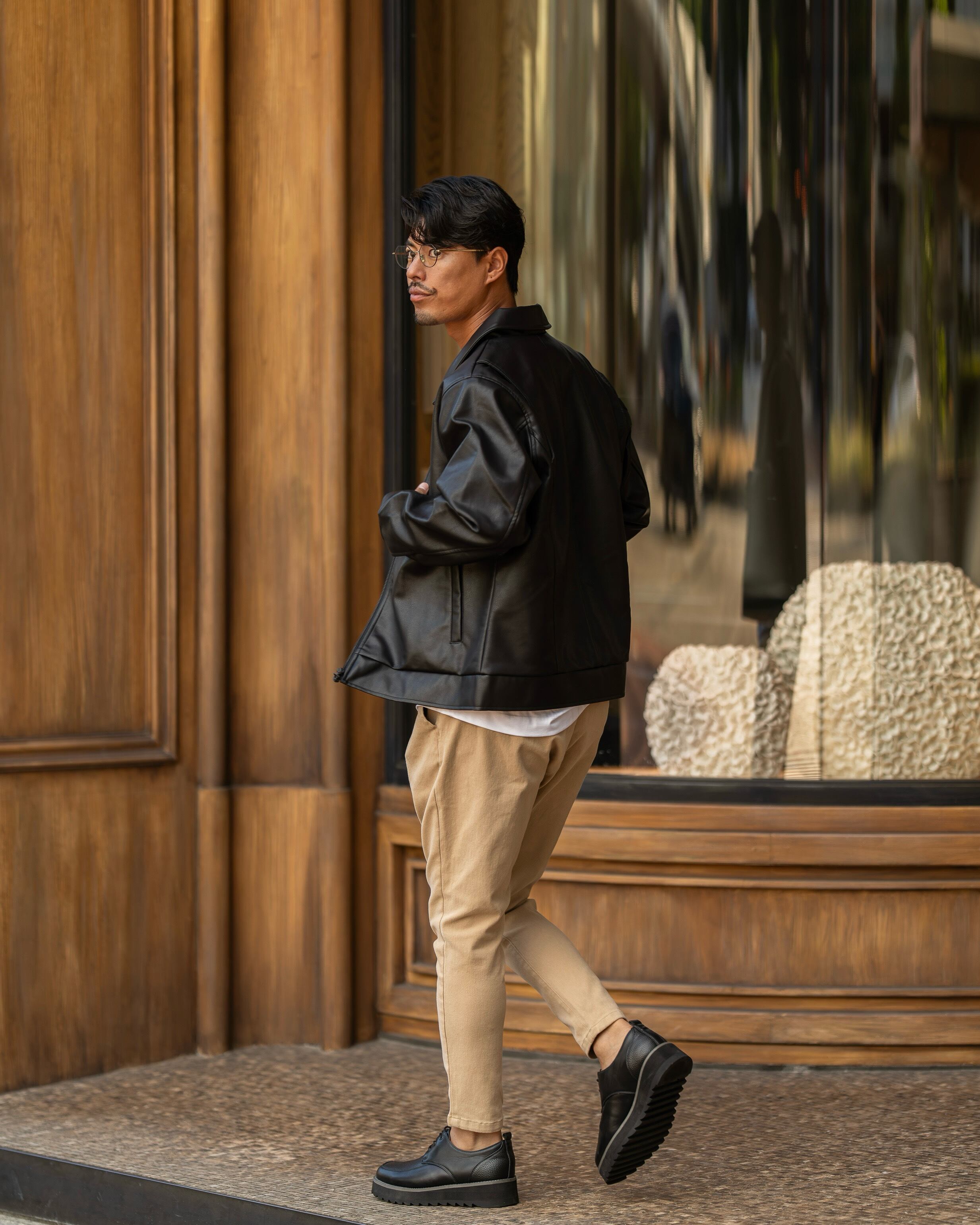 Synthetic Leather Zip Up Jacket［2465amy-3］レザージャケット