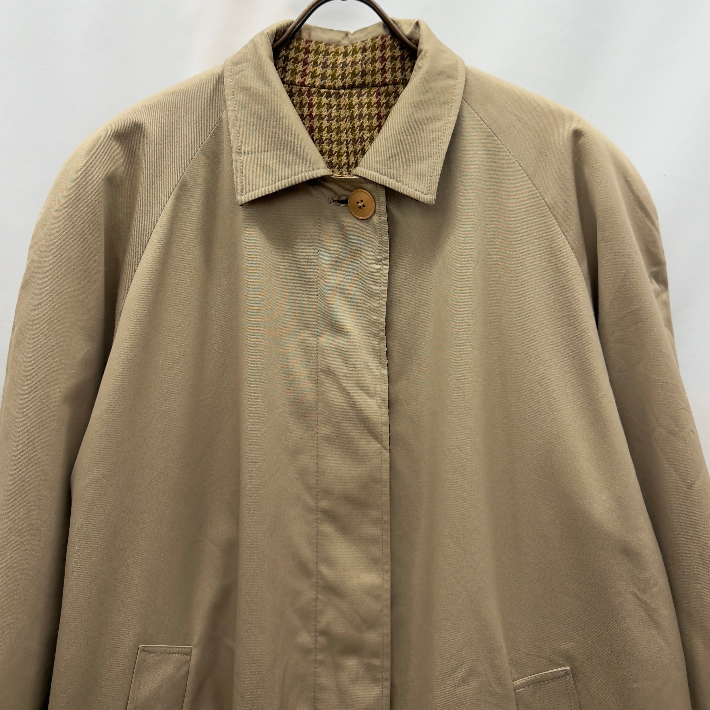 Aquascutum】アクアスキュータム リバーシブルコート 千鳥柄 ベージュ
