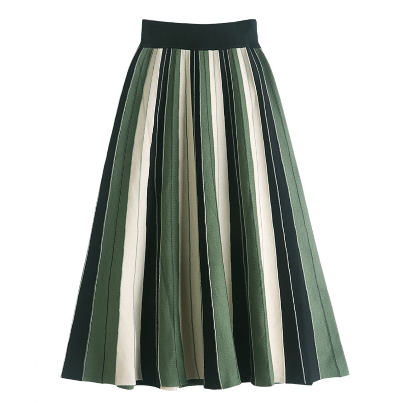 レトロ ストライププリーツ Aラインスカート Ln00025