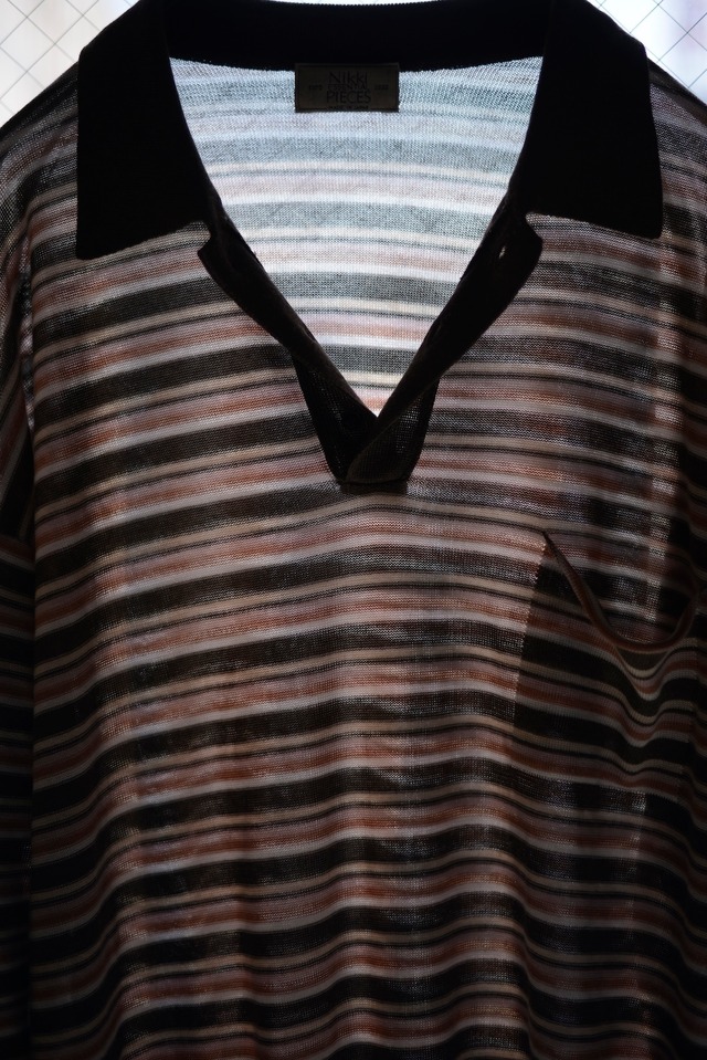 Nikki ESSENTIAL PIECES / Tencel cashmere polo Knit brown mulch border