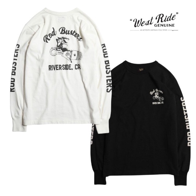 長袖Tシャツ ヘビーウェイト ホワイト ブラック【ウエストライド】PT.L.TEE. 25-05