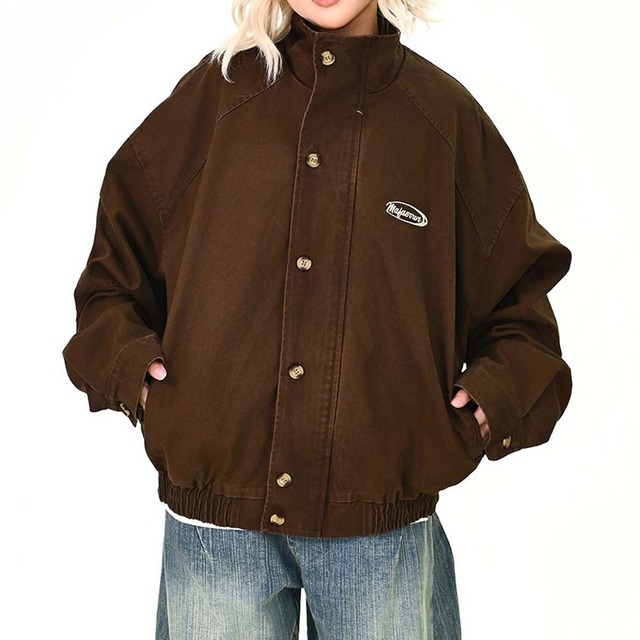 ミニロゴスタンドネックストリートブルゾン 2col   R01480