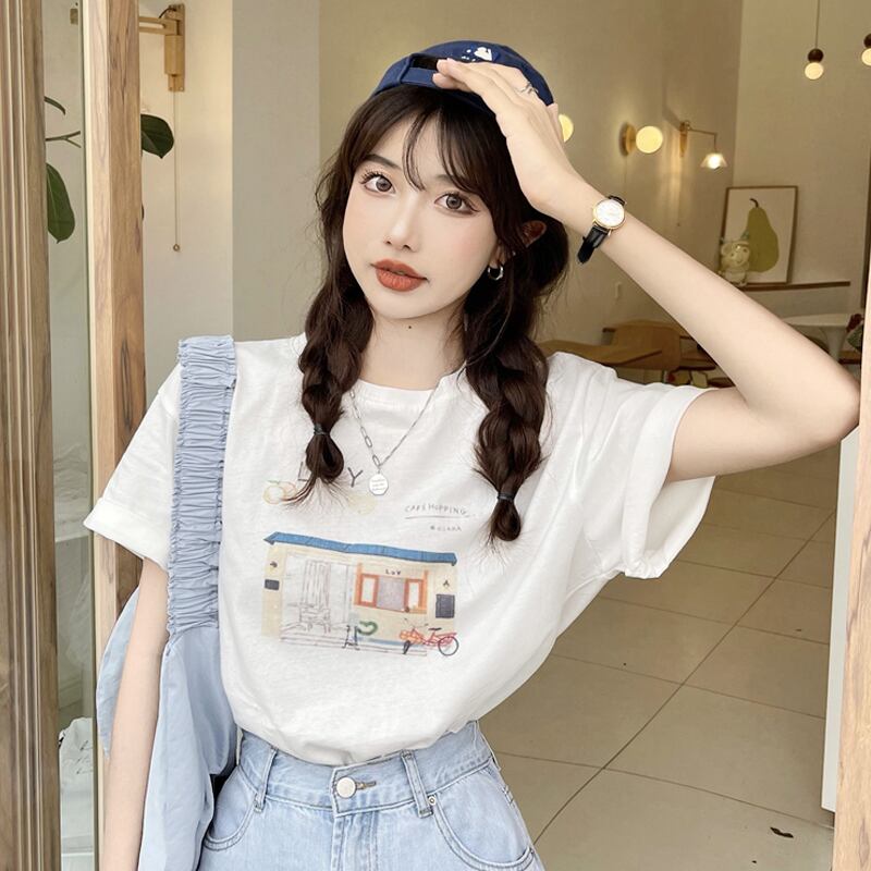 ホワイトTシャツ サマー薄手ルーズスタイル 夏物 試着室25825864517