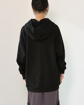 kujaku - wool jersey hoodie K400 ：Black｜ウール裏毛／ドロップショルダー／立体フード（ドローコードなし）