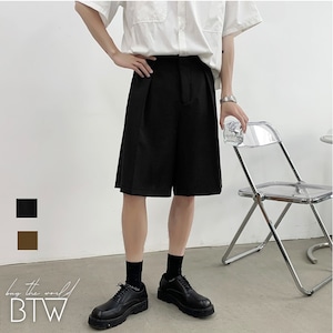【韓国メンズファッション】ワイドレッグ ハーフパンツ ナチュラル 大人 韓国風 BW2453