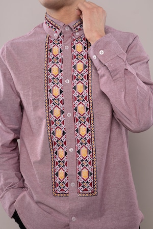 ウクライナ刺繍ヴィシヴァンカ　クロスステッチ手刺繍　M-Lサイズ　メンズ