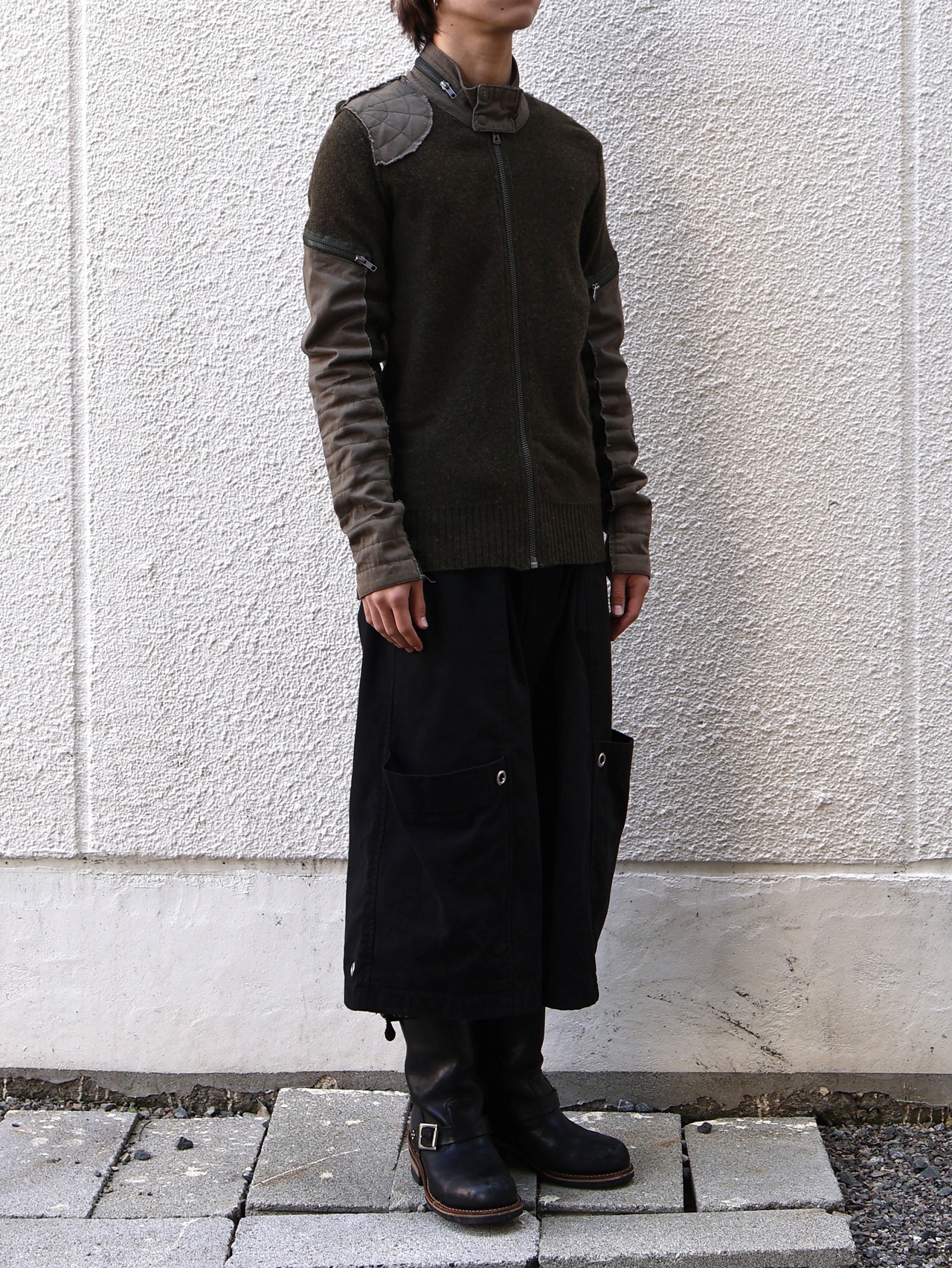 【DIESEL】deformed zip detail knit