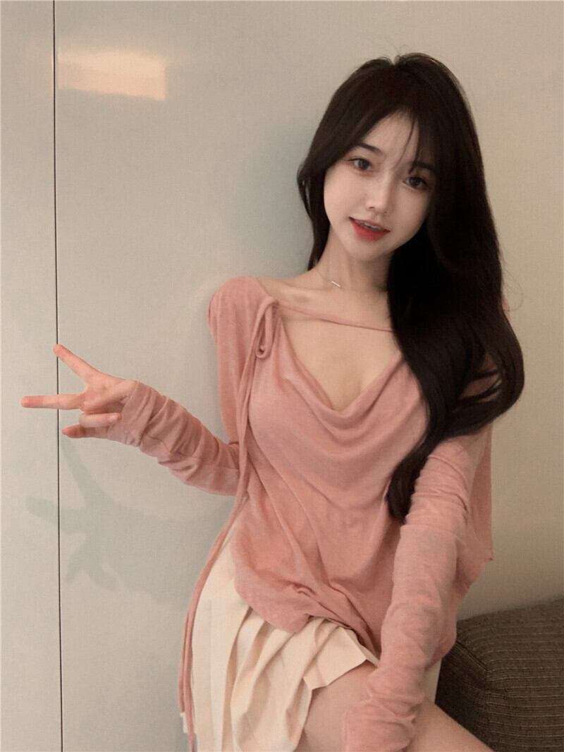 ブラウス Tシャツ レディースサマー薄手カジュアルルーズトップス ロング ピンク 大人ガーリー スウィート キュート 夏物 ブラックストロベリース82057543109