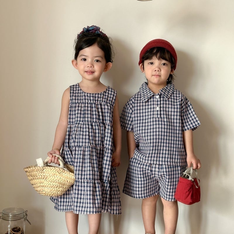 BABY&KID】ネイビーチェックセットアップ/ワンピース | Betty