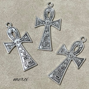 【2個】レトロクロスチャーム/十字架/宗教/アンティークシルバー