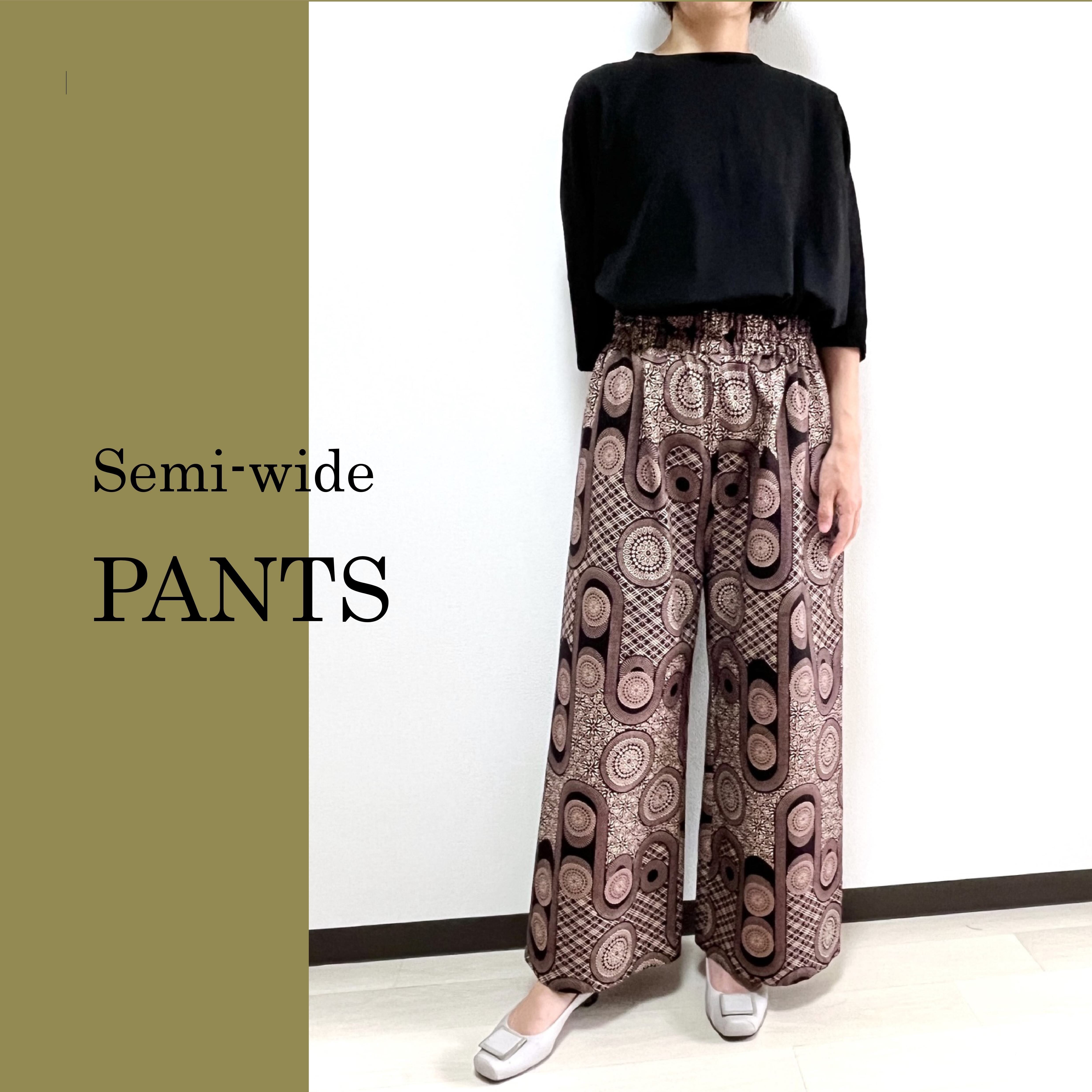 セミワイドパンツ/フリーサイズ/アフリカンプリント(sw-15)