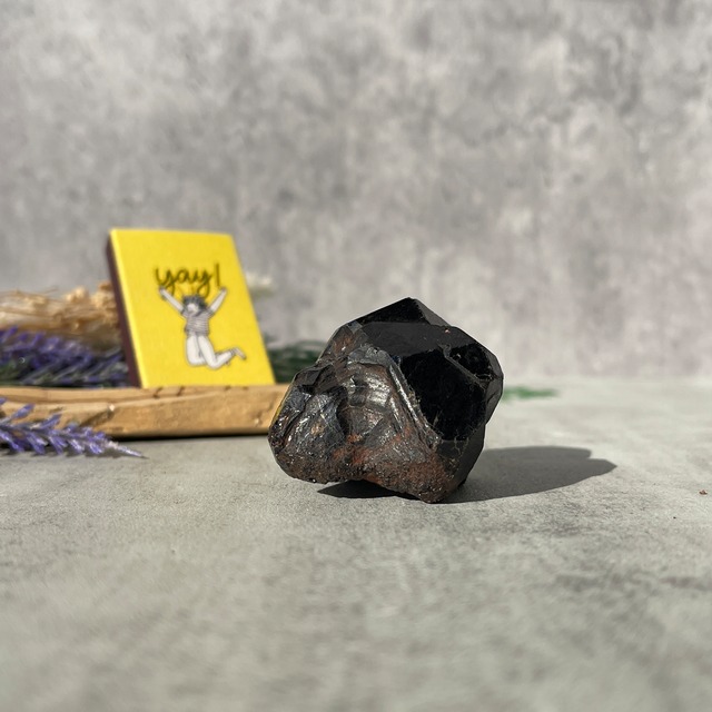 マダガスカル産 アルマンディン・ガーネット 原石｜黒に潜む深紅の結晶｜オールドストック 一点もの