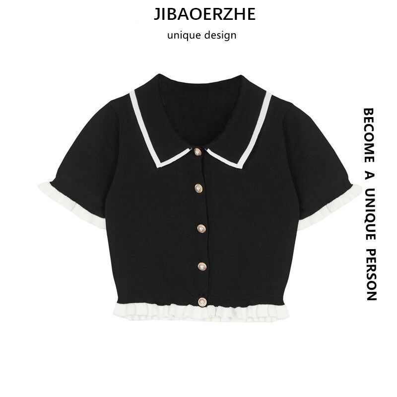 スタイルショートシャツ クロップトップ トップス サマースリムニット 夏物 ケッペル88868843543