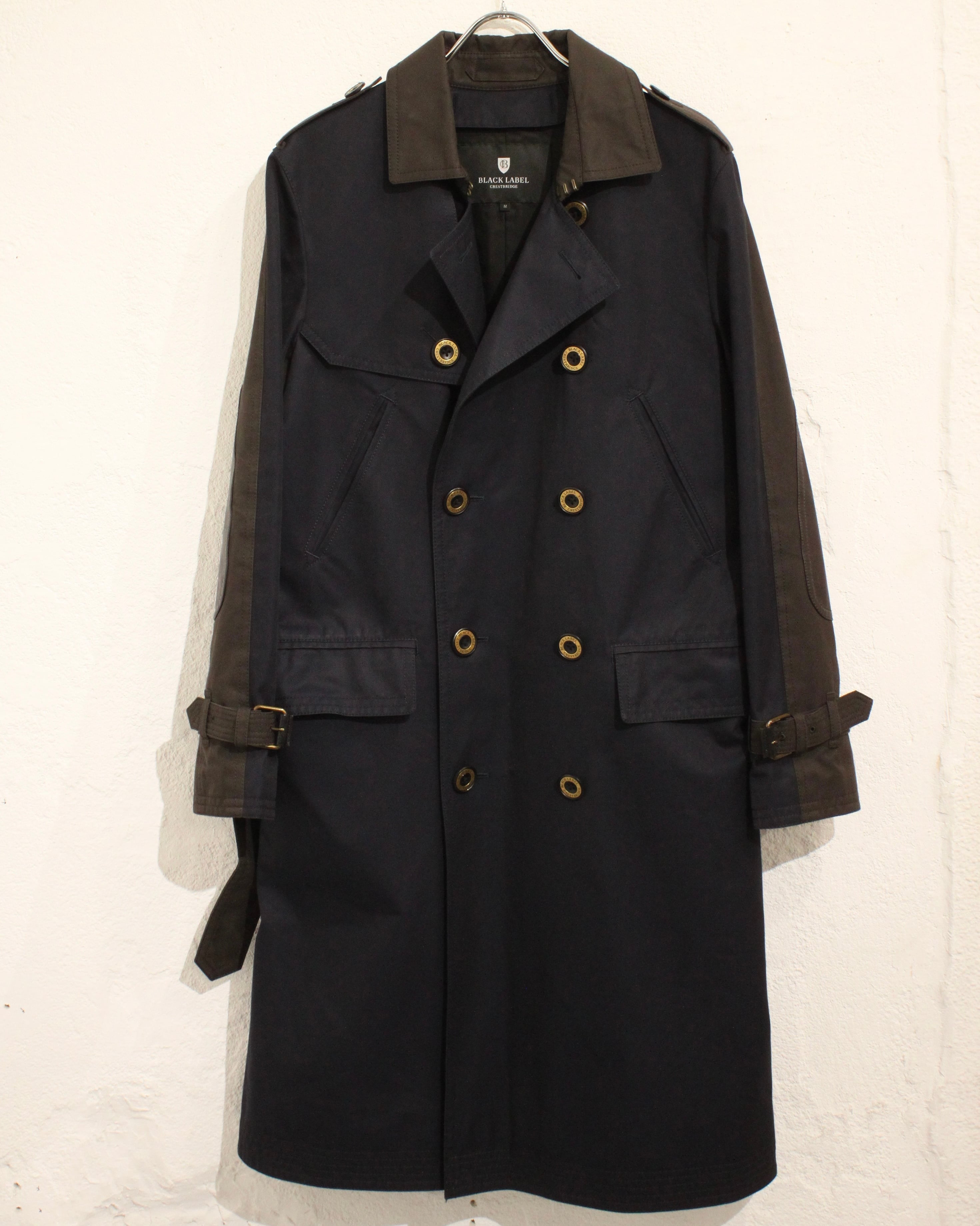 BLACK LABEL CRESTBRIDGE Leather Patch 2tone Trench Coat
