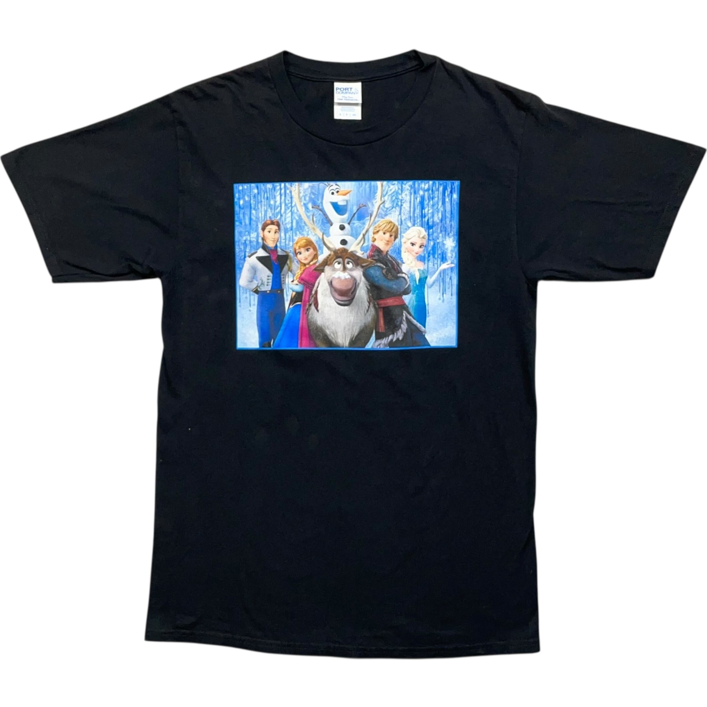《S》 PORT&COMPANY Disney ディズニー Tシャツ アナと雪の女王 プリント ブラック no.7611