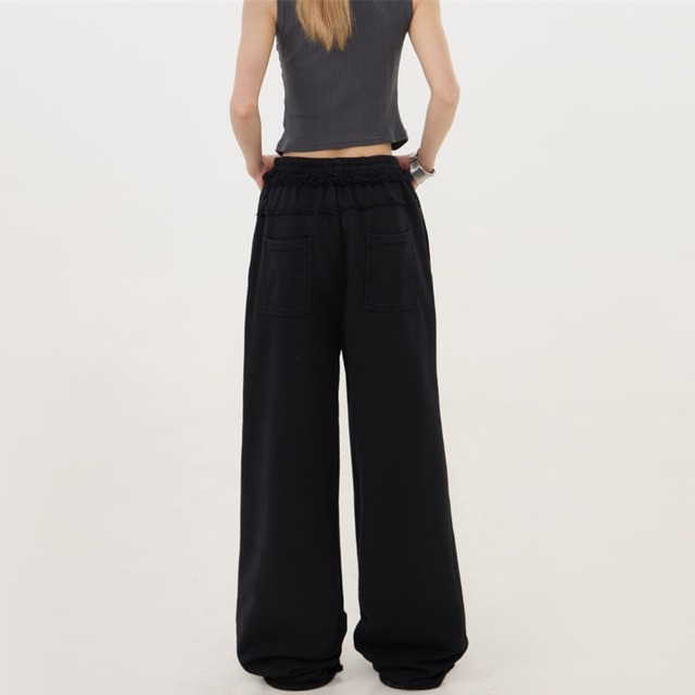 distressed black wide leg pants　ダメージブラックワイドレッグパンツ　J0950