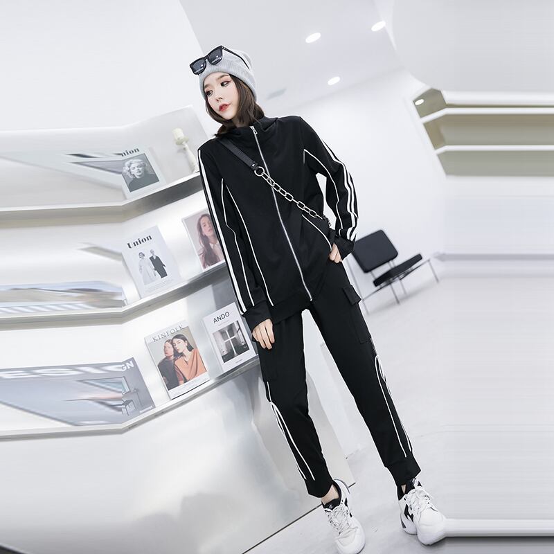 2020年秋プラスサイズレディースファッションカジュアルスポーツジャケットファッションスモールトールウエストスリムパンツスーツレディース ミックスインファッション61315138180