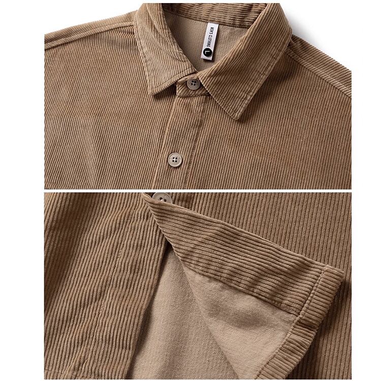 ★TEXTURED PLAIN CORDUROY WORK SHIRT　　　A0785