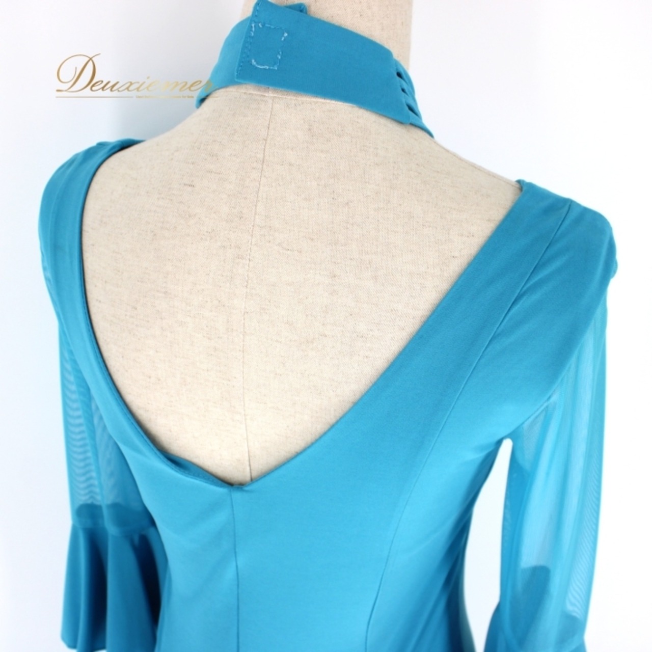 社交ダンス 衣装 スタンダード ドレス ワンピース レッスンウェア パーティドレス 水色 ライトブルー系 ホルターネック ICHIOKU イチオク ラインストーン フォーマル ストレッチ おしゃれ 演出用 結婚式 余興 ダンスパートナー パーティー用 演技用 セミオーダー レディース 長袖 お揃い コスプレ 刺繍 ビーズ付き 体型カバー メール便可