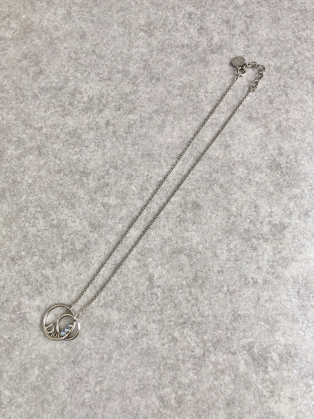 Christian Dior クリスチャン ディオール ネックレス シルバー ロゴ サークル ストーン vintage ヴィンテージ オールド bzvri3