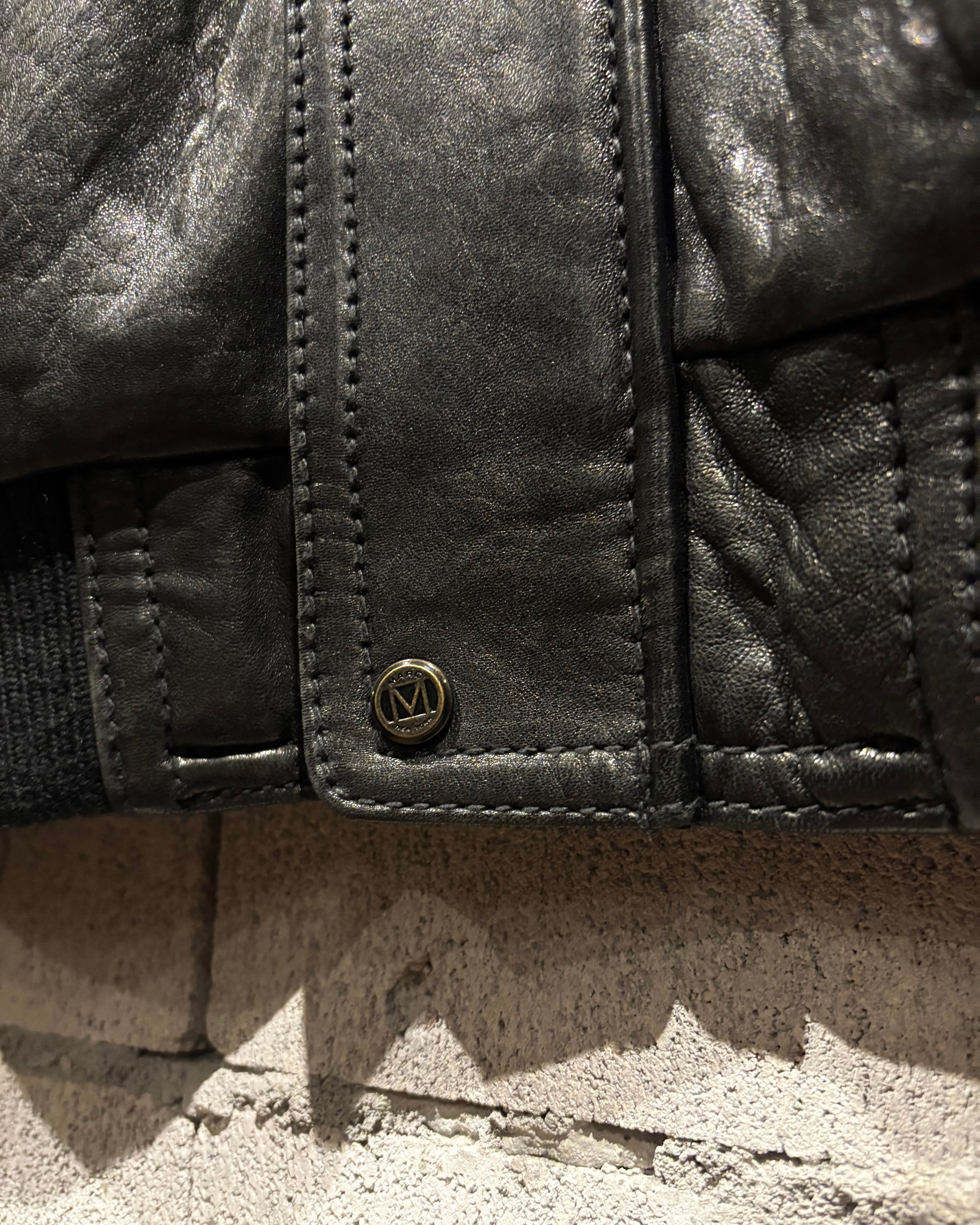 Caka otto】 “Andrew Marc” Vintage Stand Collar Lamb Leather Jacket