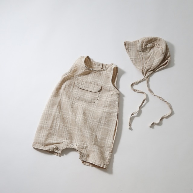 babyチェックオーバーオールセット