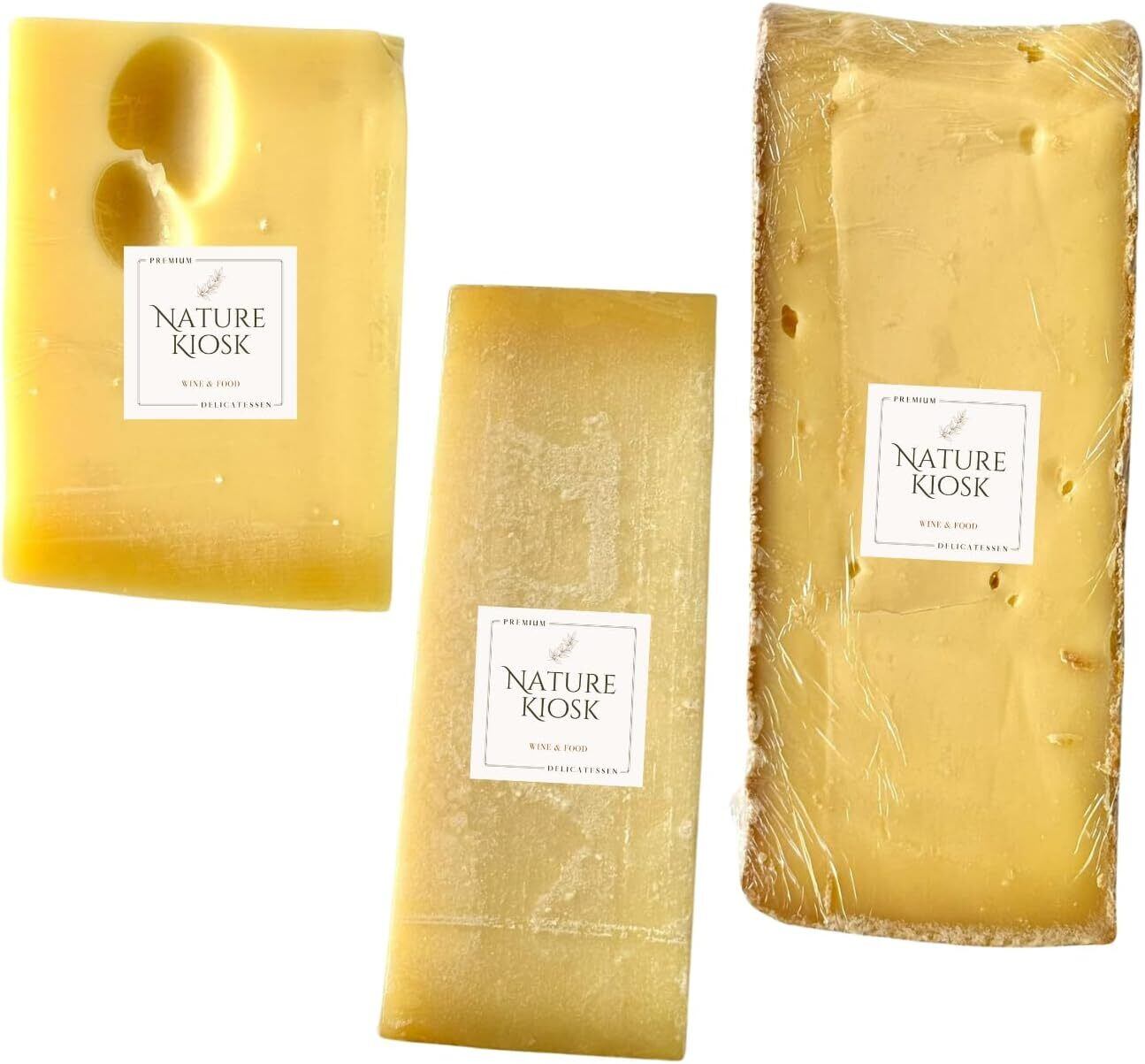 フォンデュ チーズセット チーズアソート 3種 (ラクレット、エメンタール 12ヶ月熟成、グリュイエール) 切りたて Fondue Cheese Set Handcrafted Artisan Freshly Cut Cheese Assorted (RACLETTE, EMMENTAL 12M, GRUYERE)