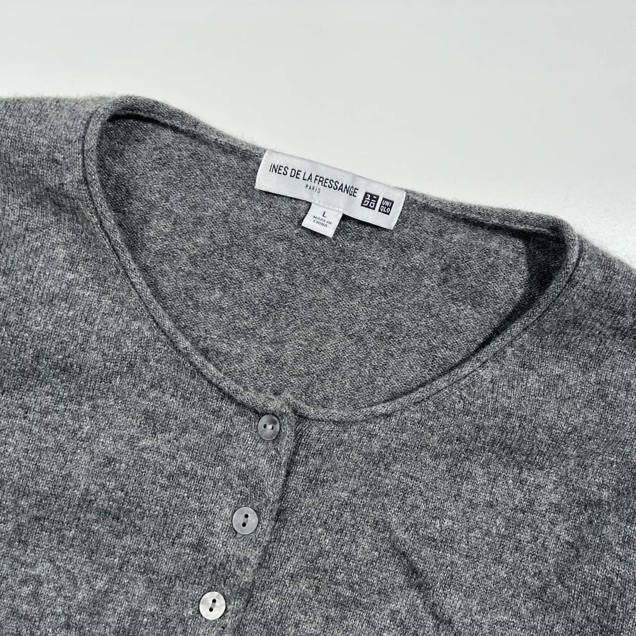 カシミヤ100% UNIQLO × INES DE LA FRESSANG ユニクロ ヘンリーネック ニット セーター L/グレー レディース