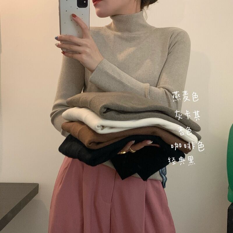 カラープルオーバー ニットトップス ロングシャツ オータムウィンター 長袖 秋物 冬物 ピュア YY-ファッション79651595149