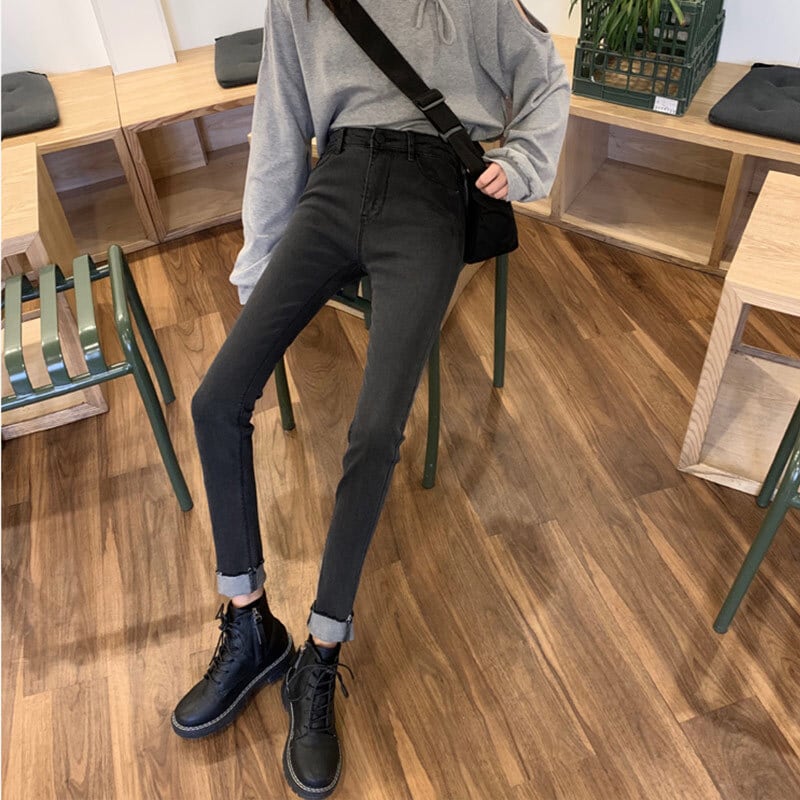 スプリングハイウェストウェストスリムパンツ レディース 春物 萌量不足43842017387