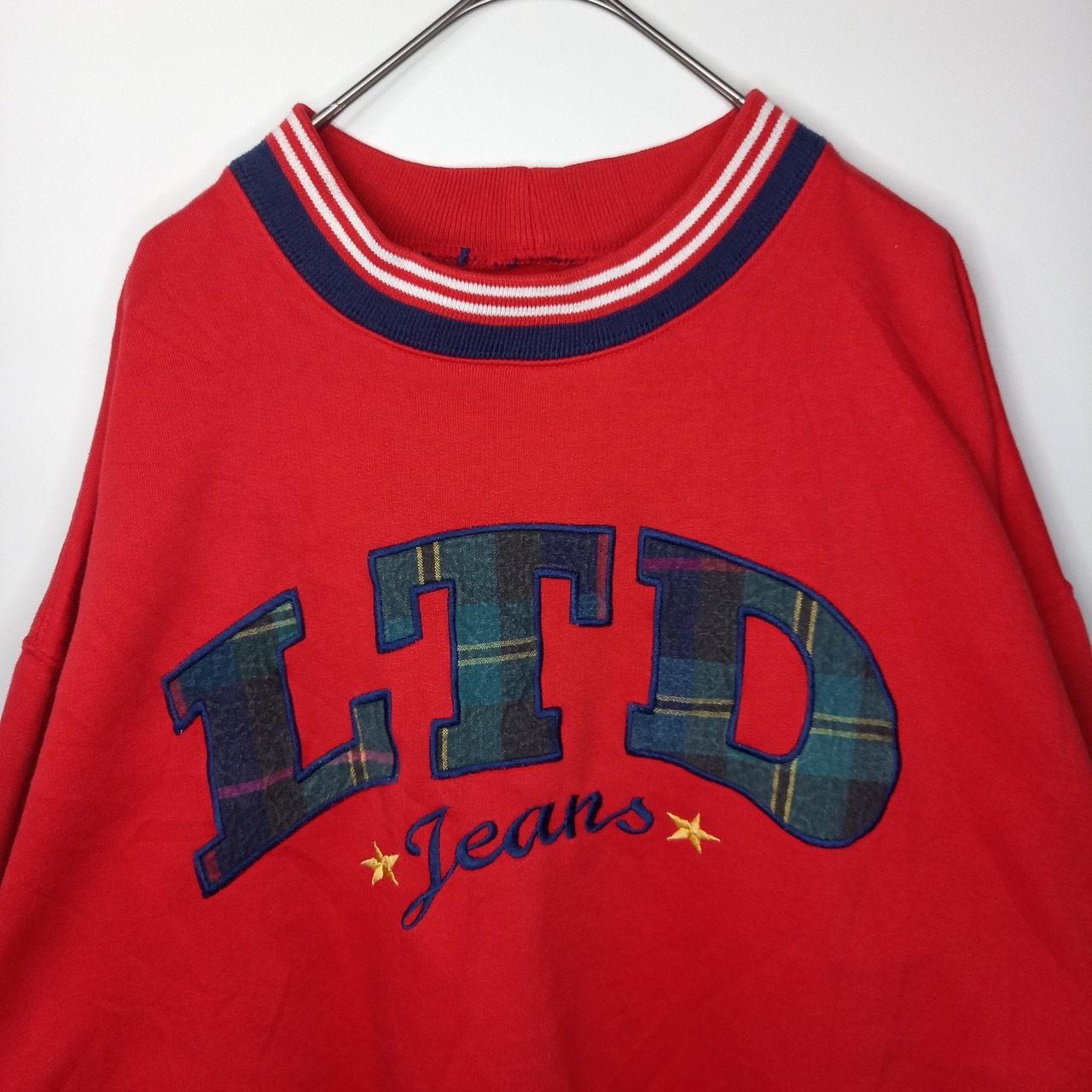 LTD jeans　クルーネック　リブトレーナー　スウェット　レッド