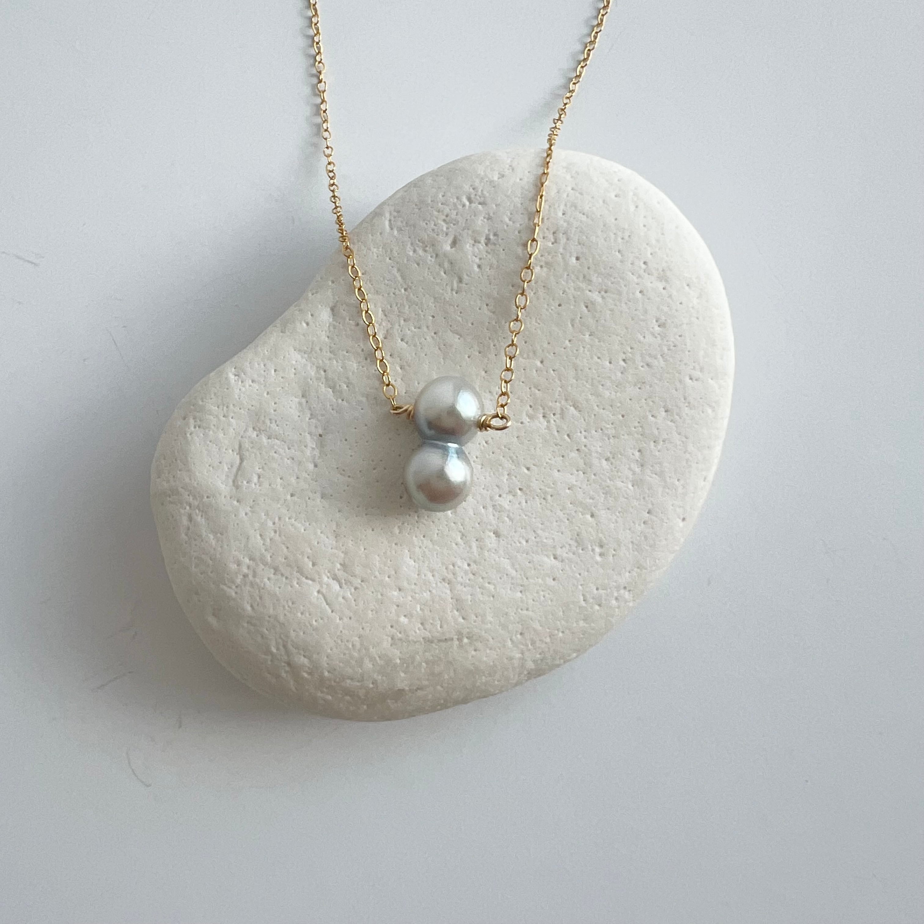 URURU】Double Akoya Pearl 14KGF Necklace / 双子あこや真珠
