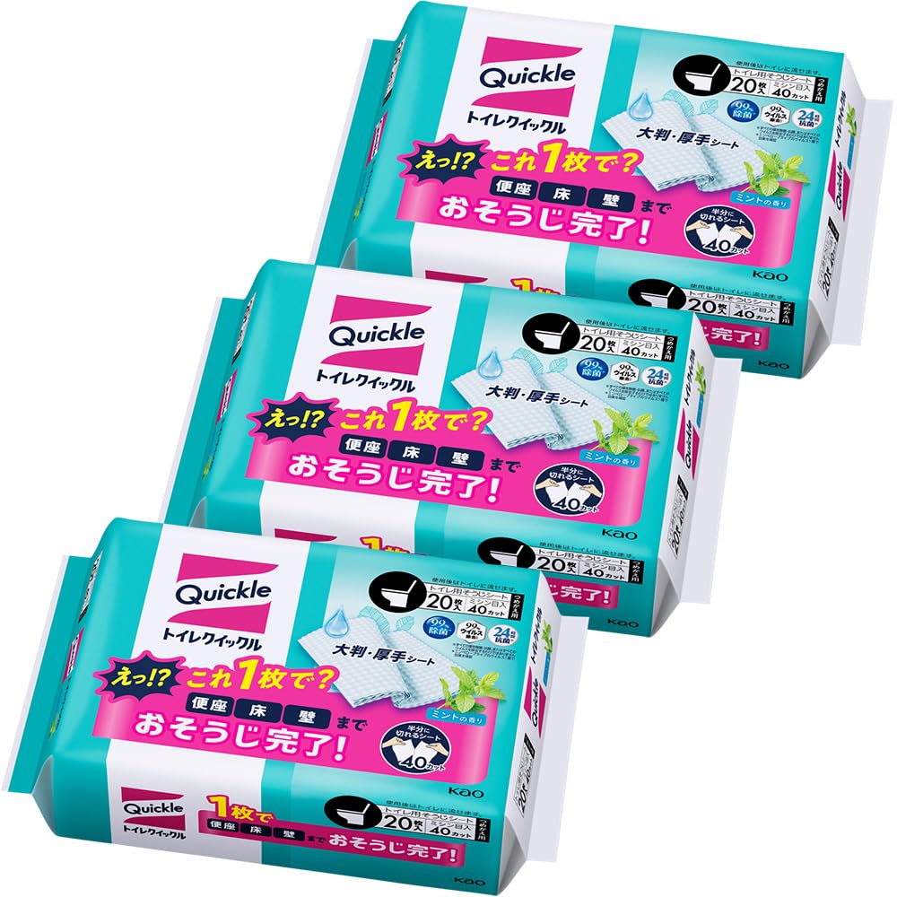 【人気】クイックル 【まとめ買い】 トイレ つめかえ用 ジャンボパック ミント 20枚 × 3個