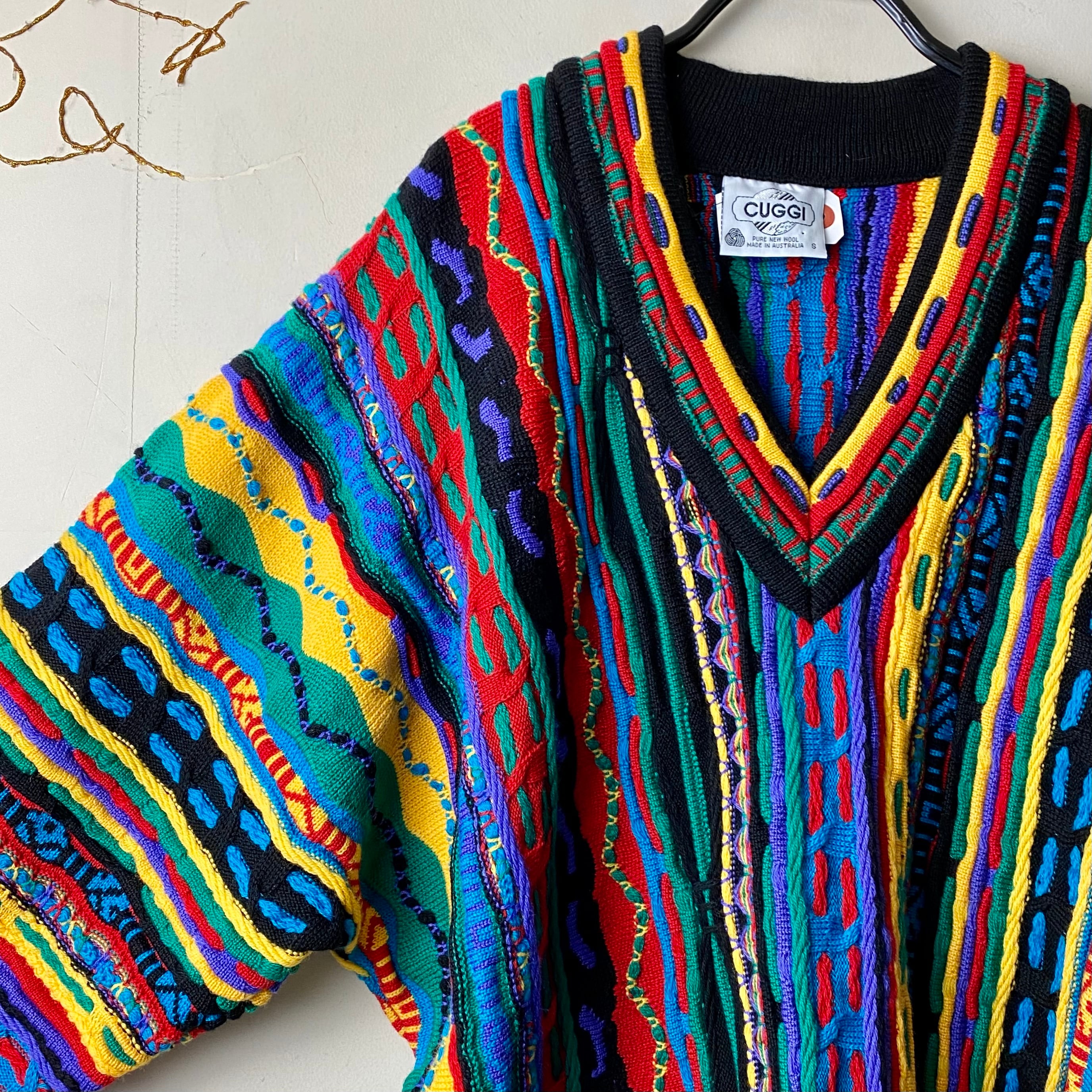 CUGGI クージー , ウールニット CUGGI COOGI Vネック セーター 3D