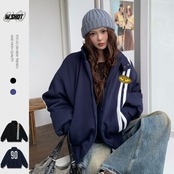 【暖かさUP】ストライプスタンドカラー 中綿ジャケット T1964