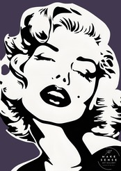 Monroe Love (dark blue)｜シックでラグジュアリーなモンローアートポスター｜大人の空間を飾る白黒デザイン｜A4ポスター