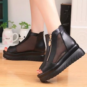 オープントゥ ブーツサンダル レディース 春夏秋 厚底 おしゃれ かわいい 大人 きれいめ 歩きやすい シースルー 透け感 カジュアル 痛くない 大人可愛い 大人女子