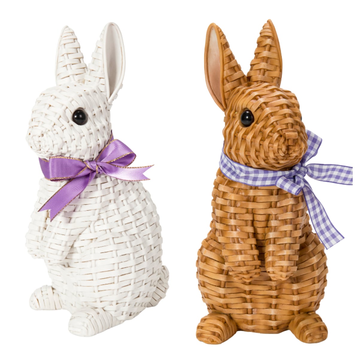 WooBia 籐編み風お座りウサギ オブジェ