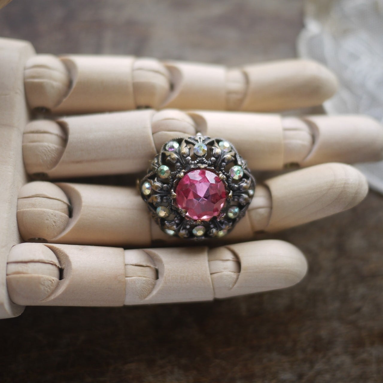 貴重】フランスアンティーク ガラスドーム型ドライフラワー ブロカント